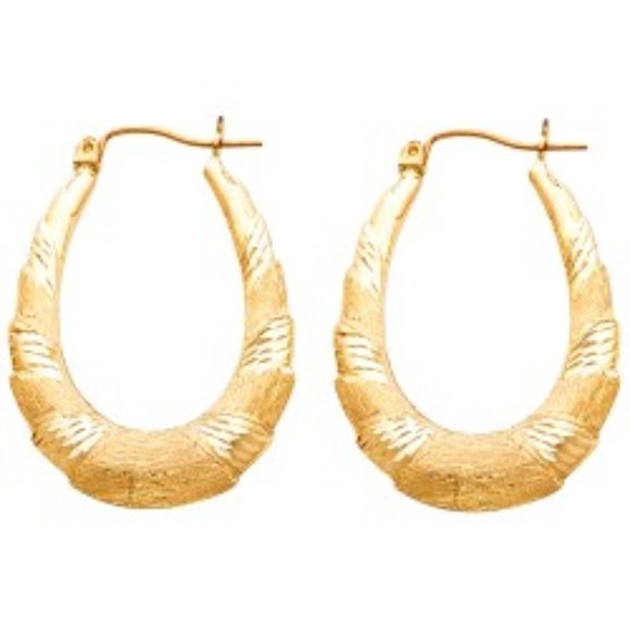 14Kyellow Gold Fancy Hollow Hoop Earrings